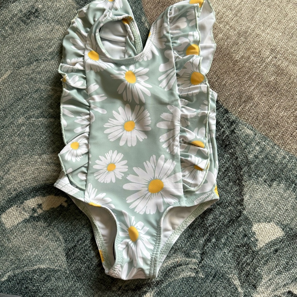 Green Floral Ruffle Swimsuit